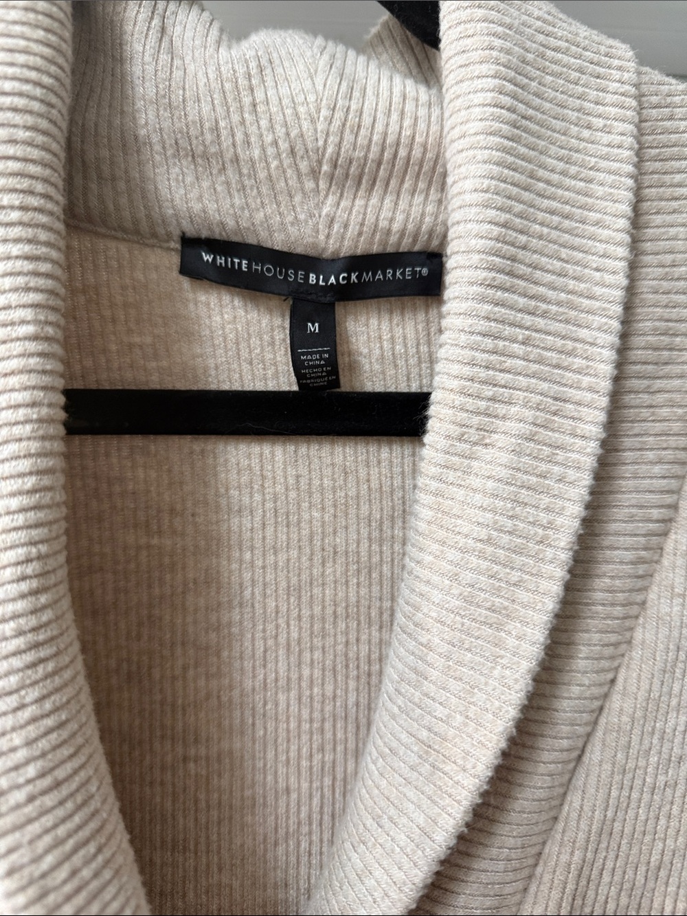 White House Black Market Oatmeal Ribbed Shawl Collar Cardigan